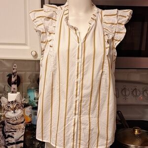 C womens Lauren Conrad casual button down ruffle sleeve shirt XL